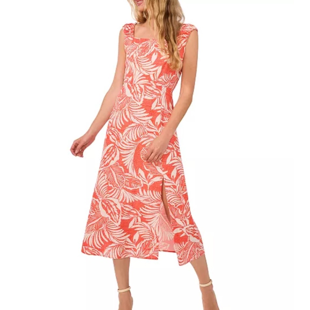 New CeCe Tropical Coral Sleeveless Dress